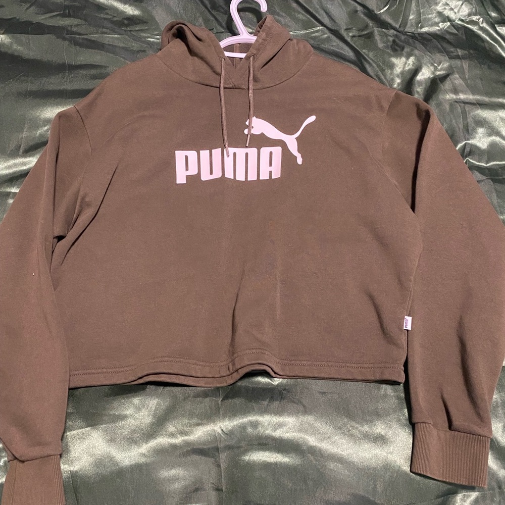 Forest green puma cropped sweater